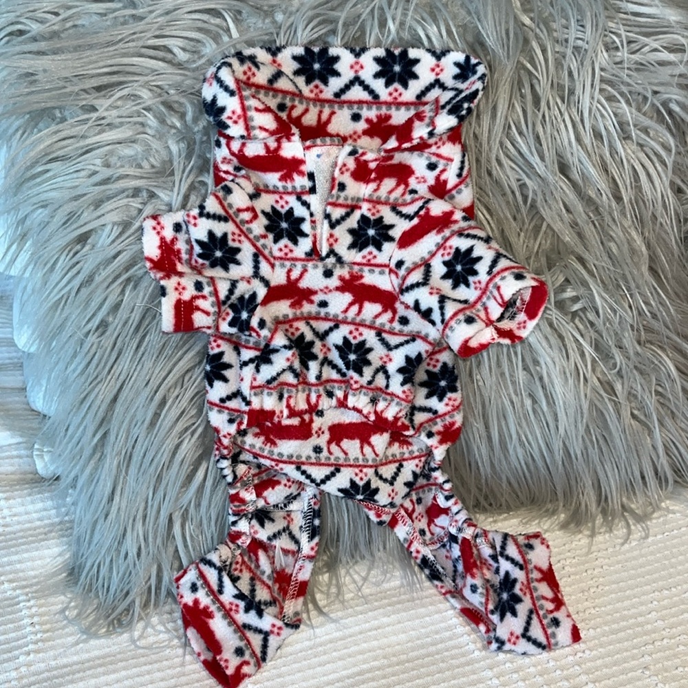 Puppy Dog Fleece Christmas Pajamas One Piece XS